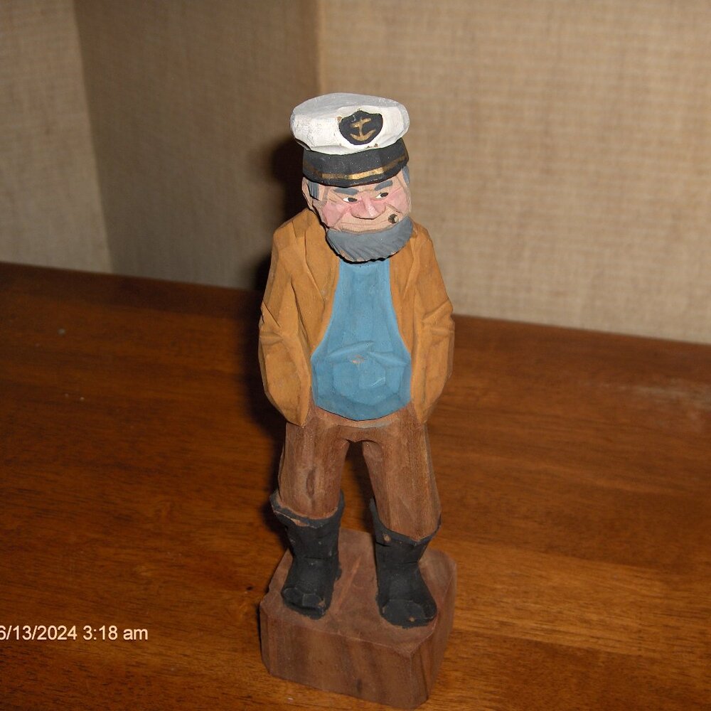 Hand Carved Sea Captain Figure. Boat Works